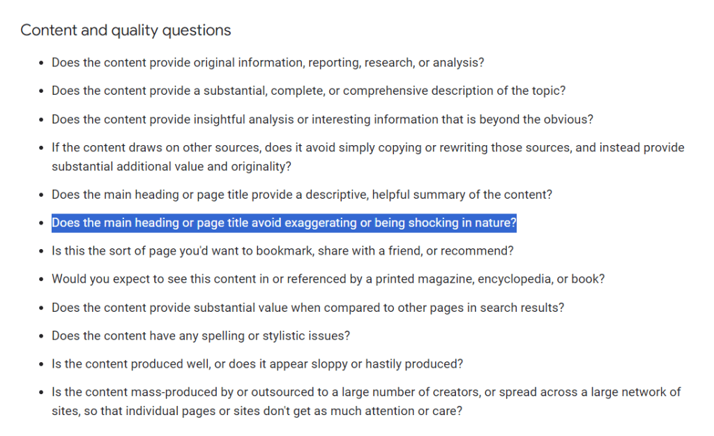 Content and quality questions.