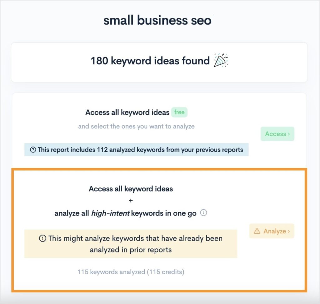 Analyze high-intent keywords in LowFruits.