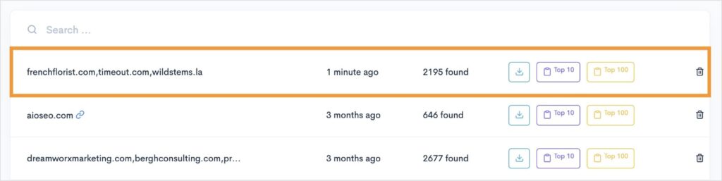 Competitor keyword extraction report in LowFruits.