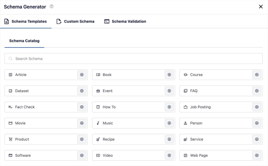 AIOSEO schema generator has several schema markups.