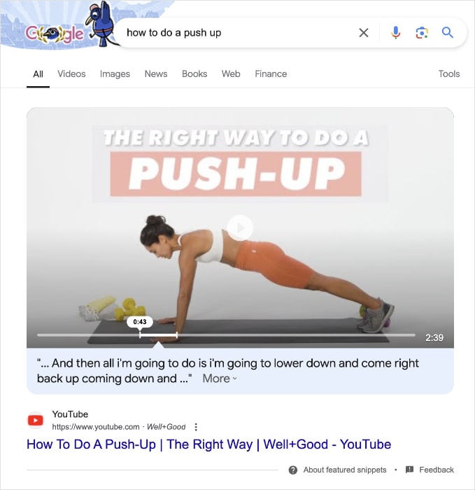 Video snippet of how to do a push up.