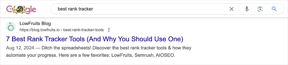 Commercial keyword on Google for the query best rank tracker.